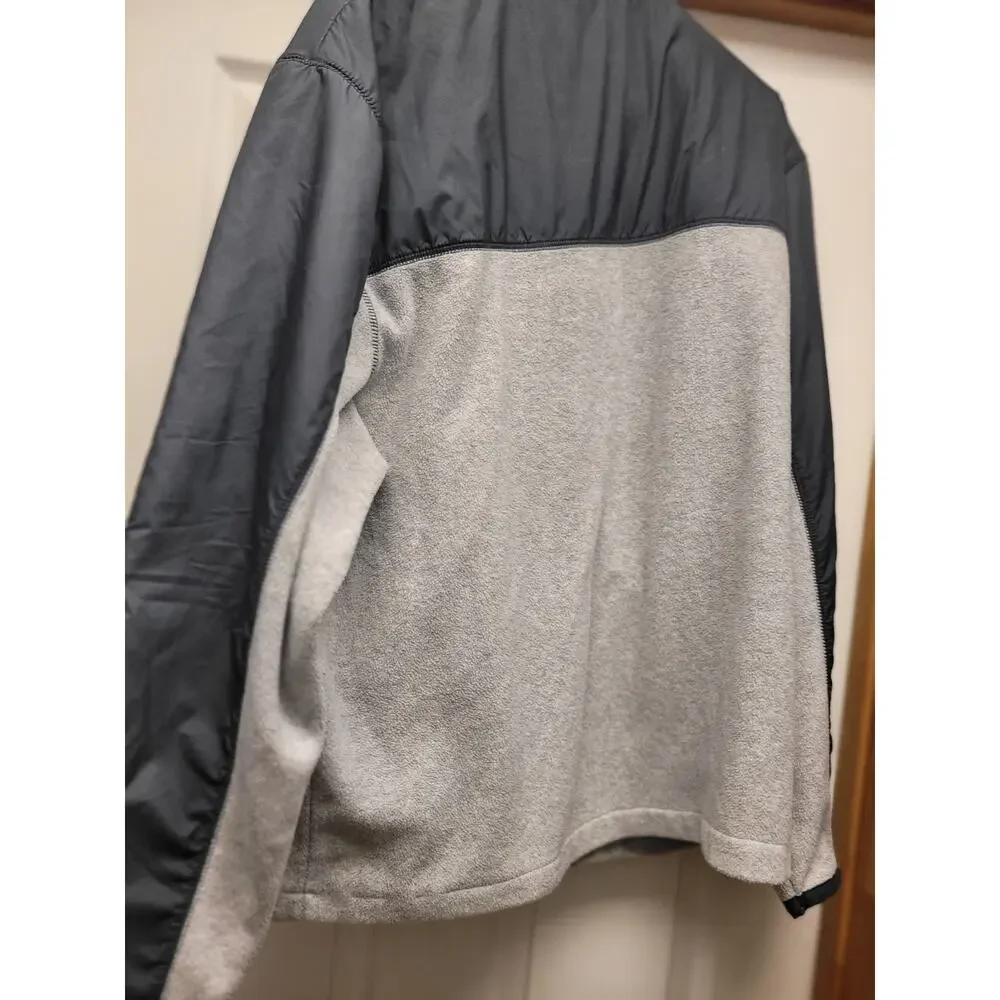 Disney Store Mickey Mouse Full Zip Jacket Gray Black Colorblock Fleece Mens L